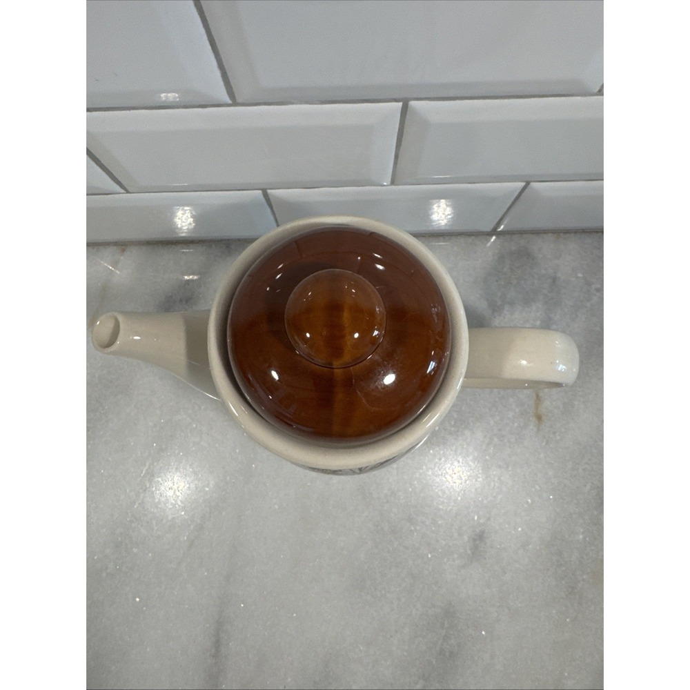 CP Colditz Tea Pot Porcelain German Democratic Republic Brown Wheat Rye MCM O08 - Picture 4 of 14